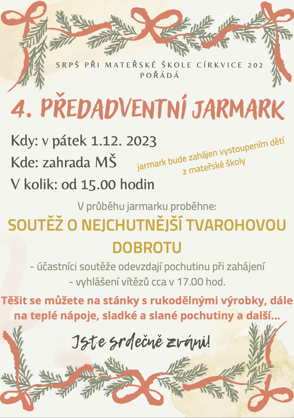 🎄 4. Předadventní jarmark - MŠ Církvice🎄